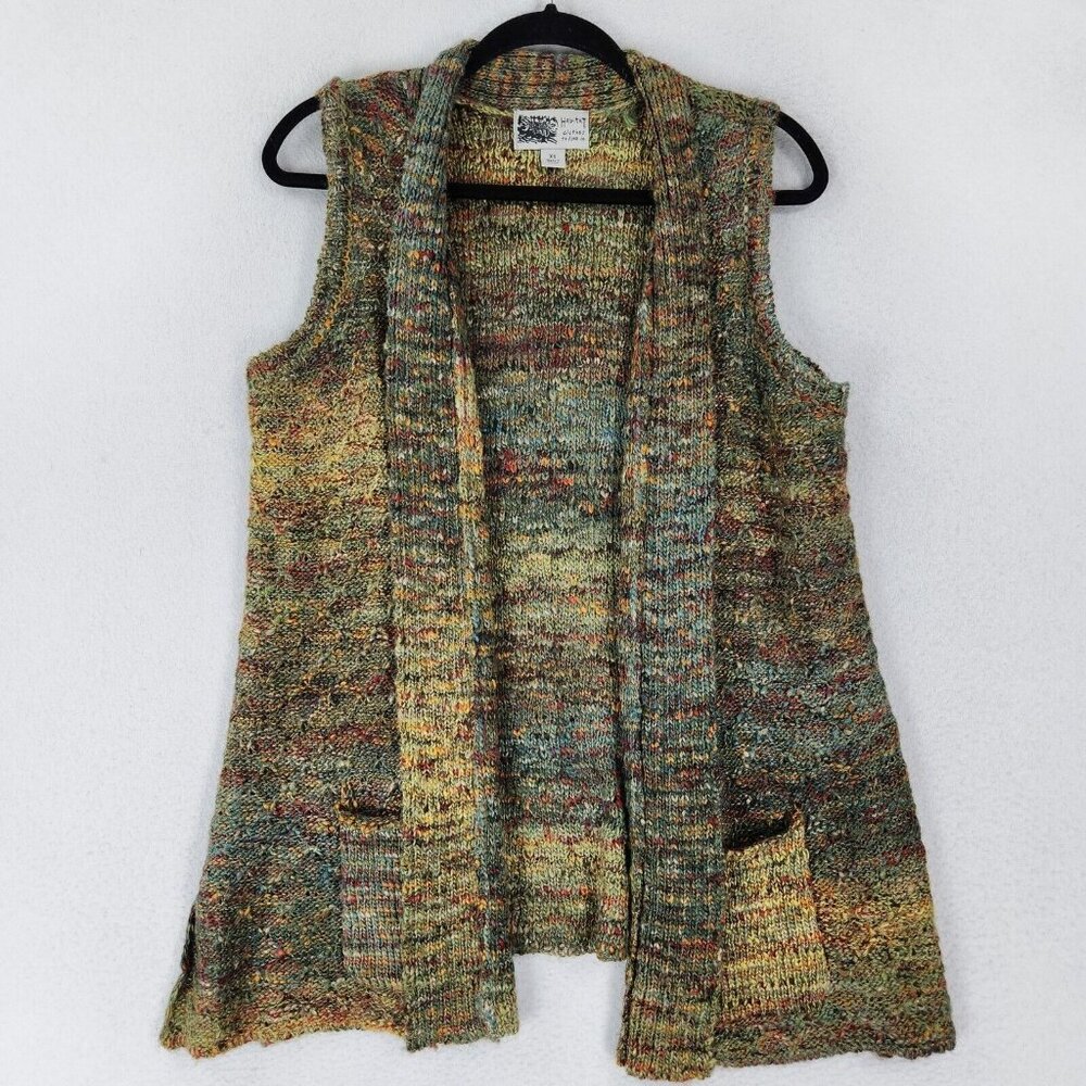 Habitat Sweater Women Extra Small Green Colorful Sleeveless Knit Cardigan Casual